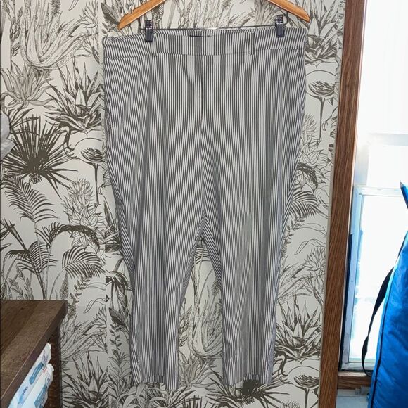 Hilary Radley XXL Navy and White Striped Trousers pants Ankle Cropped - Picture 1 of 4